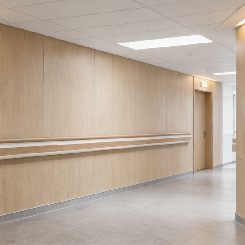 PVC Wood Grain Handrail, Anti-Impact Wall Protection Rail for Hospital Corridors Senior Care Facilities